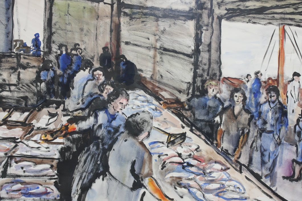 Rene Demeurisse. La halle aux poissons à la Rochelle. First half of the 20th century.