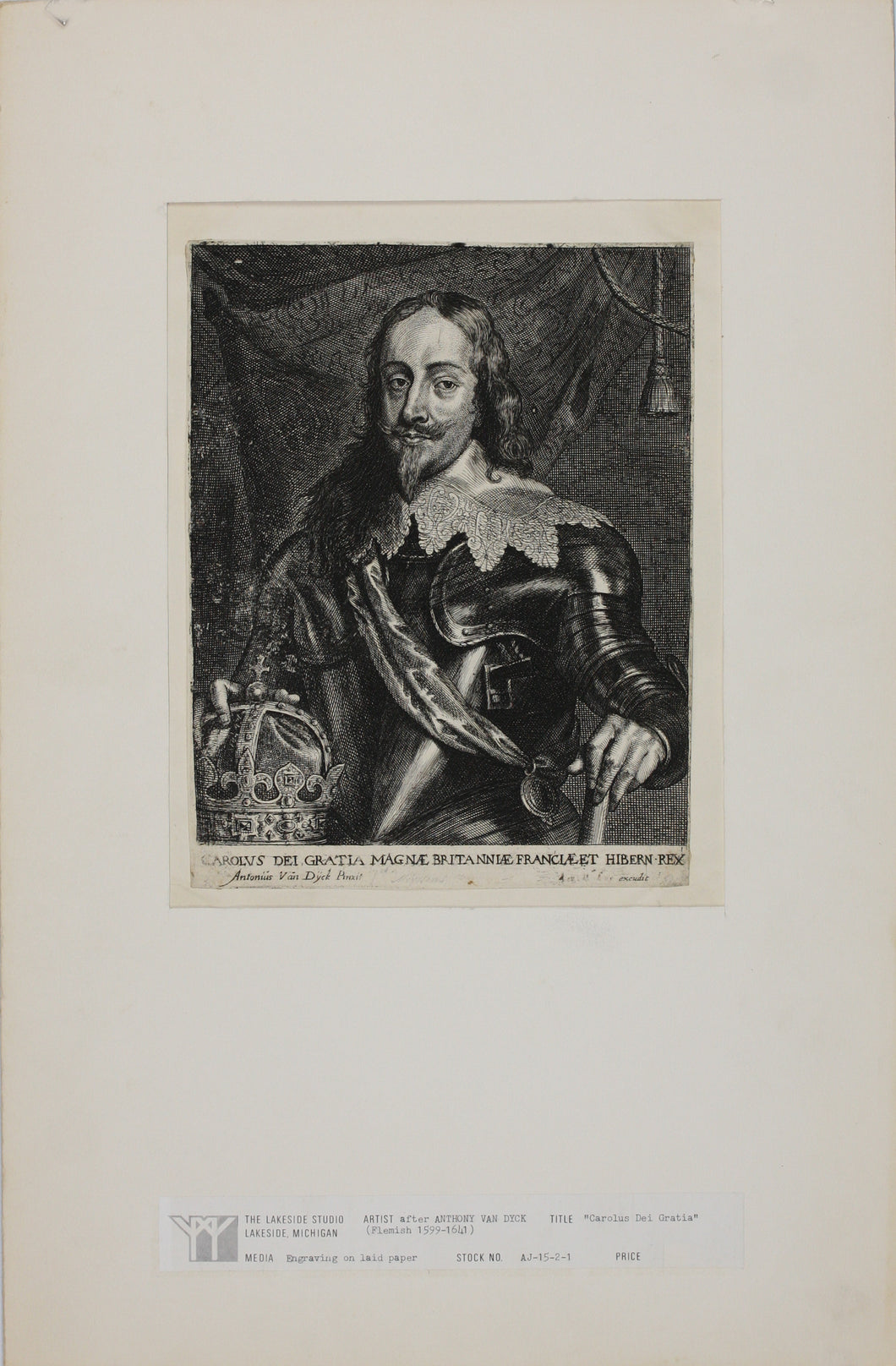 Anthony van Dyck, after. Portrait of Charles I. Engraving by Jan Meyssens. 1633-1670.