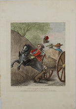 Load image into Gallery viewer, Henry William Bunbury, after. How to pass a carriage. Colored engraving. 1786.

