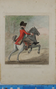 Henry William Bunbury, after. How to ride up Hyde Park. Colored engraving. 1786.