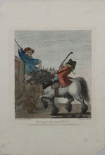 Load image into Gallery viewer, Henry William Bunbury, after. One way to stop your Horse. Colored engraving. 1786.
