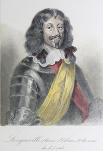 Portraits of Henri II d'Orléans Duc de Longueville, and Armand de Bourbon, Prince de Conti. Chalcographie du Louvre. Hand colored engraving. 1830s..