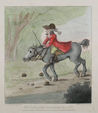 Load image into Gallery viewer, Henry William Bunbury, after. How to ride genteel and agreeable down Hill. Colored engraving. 1786.
