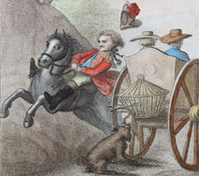 Load image into Gallery viewer, Henry William Bunbury, after. How to pass a carriage. Colored engraving. 1786.
