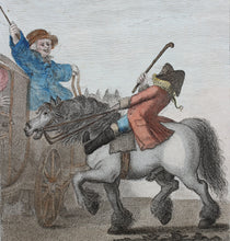 Load image into Gallery viewer, Henry William Bunbury, after. One way to stop your Horse. Colored engraving. 1786.
