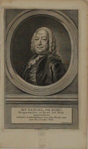 Hendrik Pothoven, after. Portrait of Daniel de Dieu. Engraving by Jacob Houbraken. 1757.