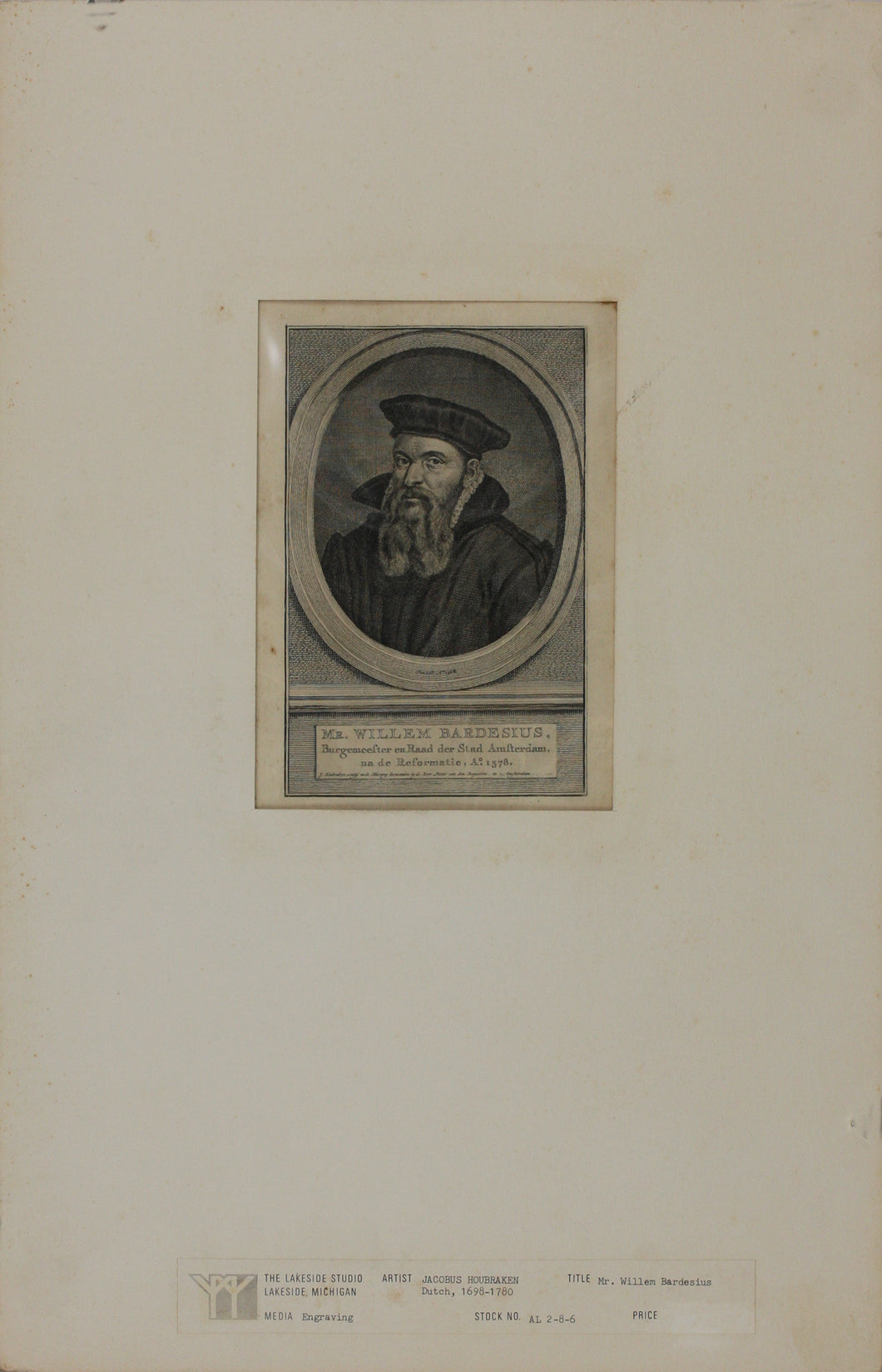 Jacob Houbraken. Portrait of Willem Bardesius. Engraving. 1749 - 1759 and/or 1796.