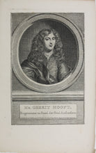 Load image into Gallery viewer, Nicolaes Maes, after. Portrait of Mr. Gerrit Hooft. Engraving by Jacob Houbraken. 1708 - 1780.
