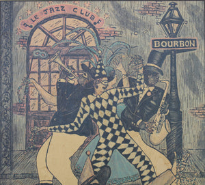 George Luttrell II. Le Mardi Gras, Basin Street Jazz, Bourbon Street. Original Vintage Poster. 1987.