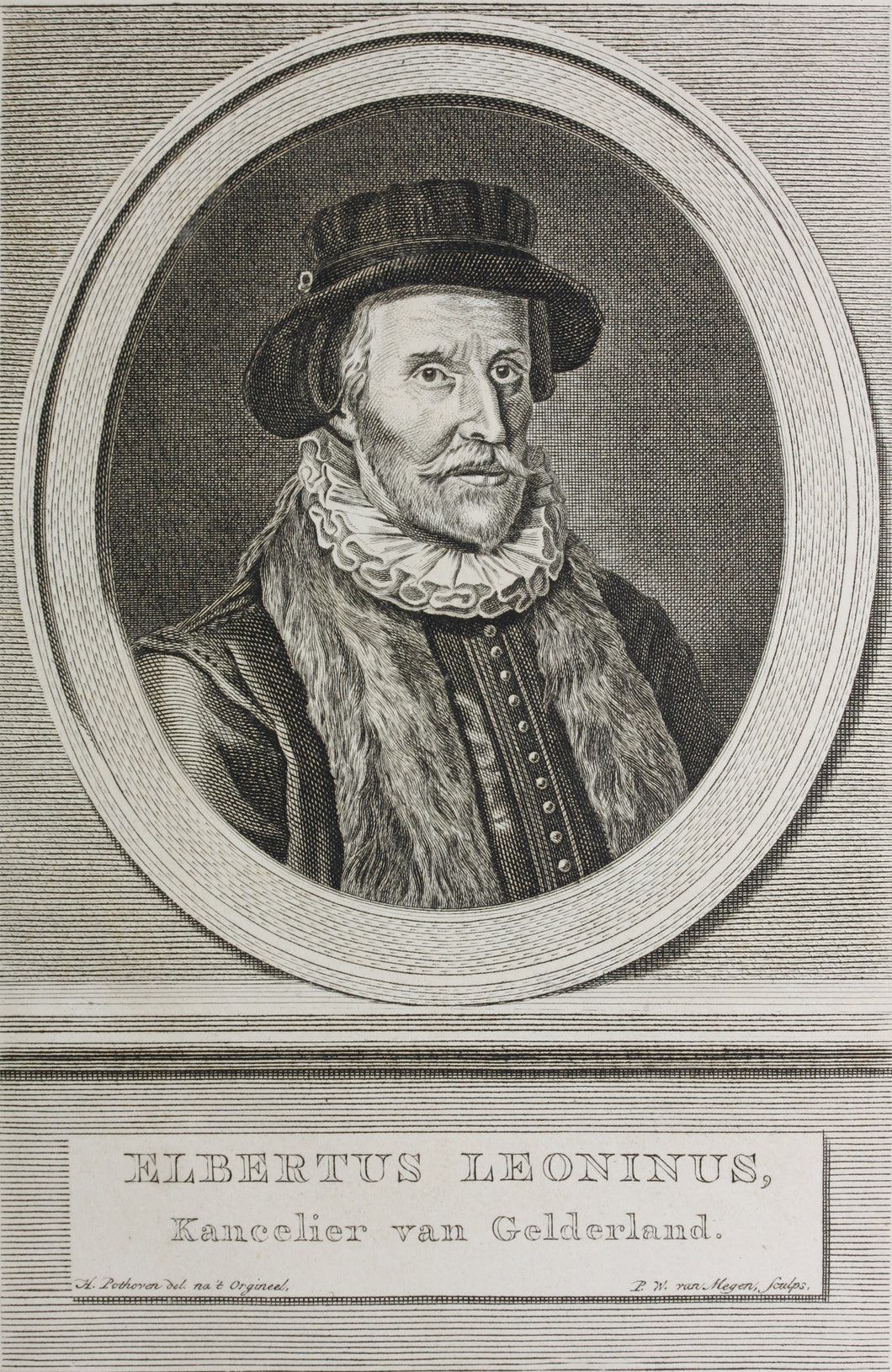 Hendrik Pothoven, after. Portrait of Elbertus Leoninus (Elbertus de Leuwe). Engraving by Pieter Willem van Megen. 1760 - 1785.