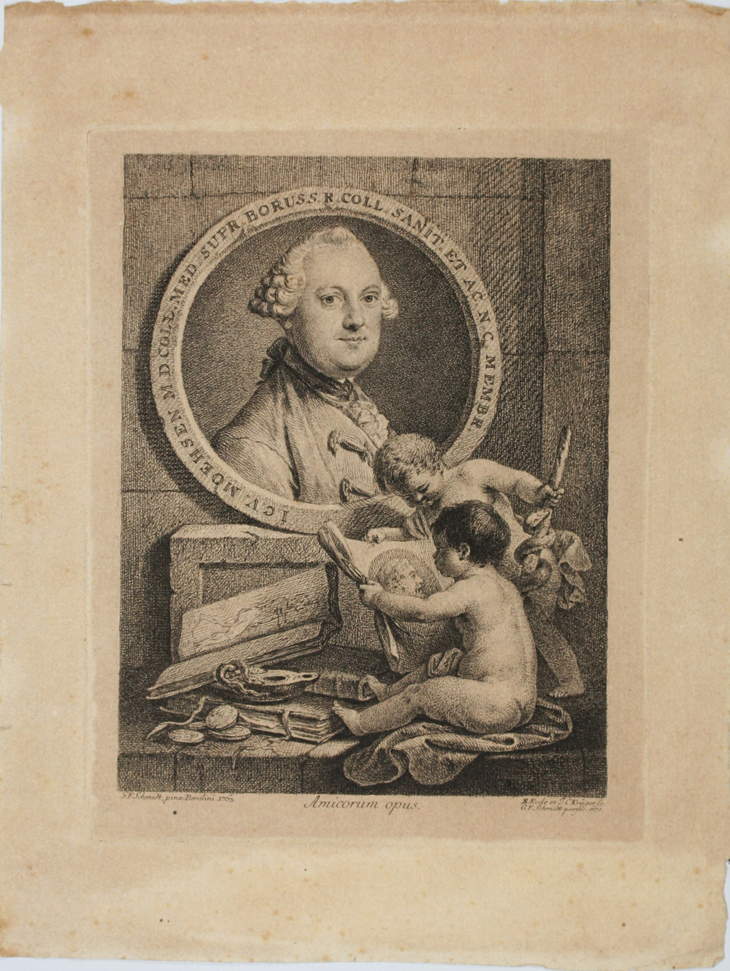 Georg Friedrich Schmidt, after. Portrait of Johann Carl Wilhelm Moehsen. Etching by Christian Bernhard Rode and Johann Conrad Krüger. 1763-1771.