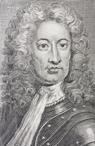 Sir Godfrey Kneller, after. Jacob Houbraken, after. Portrait of Charles Mordaunt, 3rd Earl of Peterborough. Engraving by Antoine Benoist. 1757.