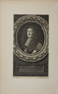 Sir Peter Lely, after. Portrait of King Charles II. Engraving of George Vertue. 1745.
