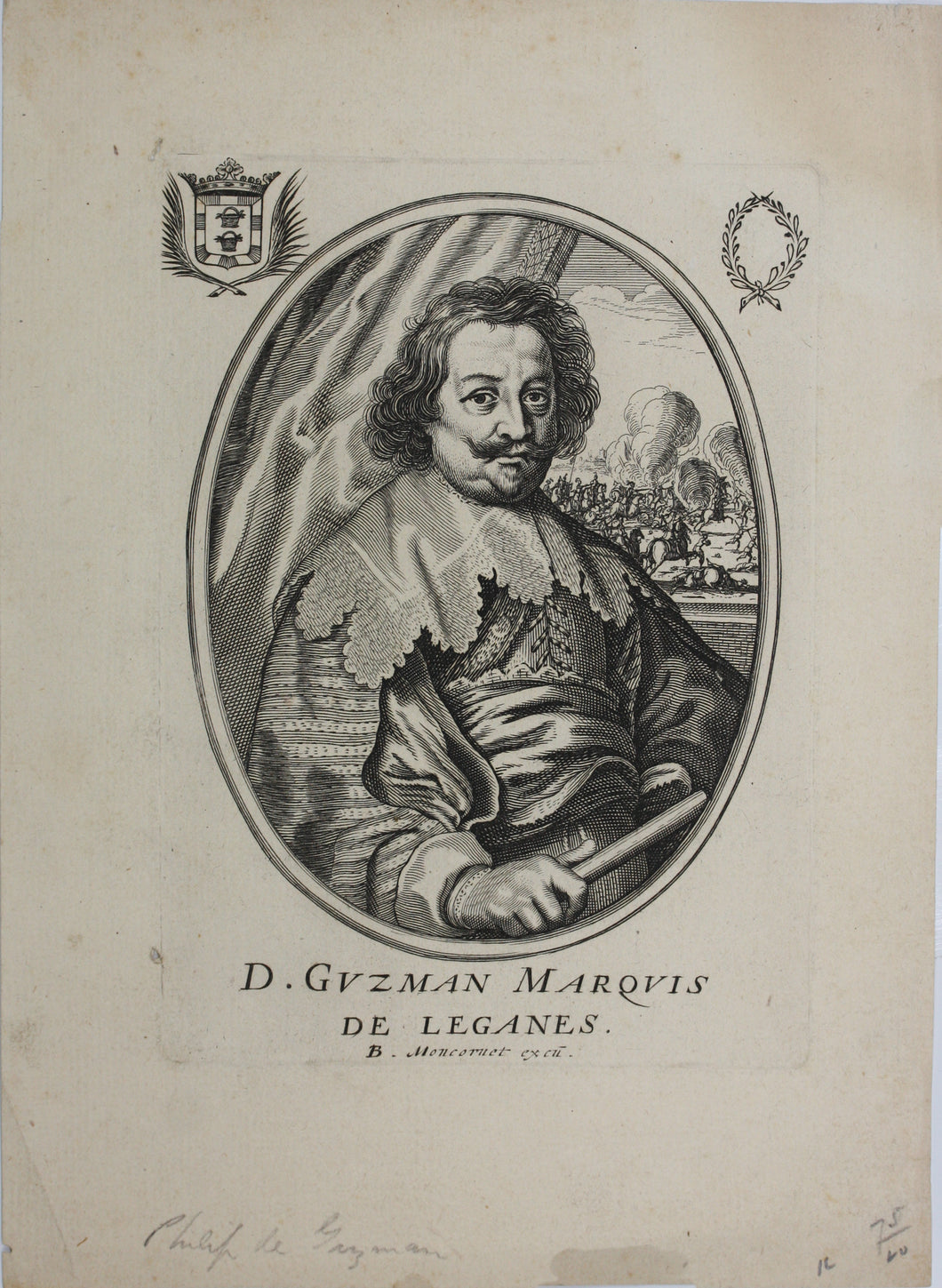 Balthasar Moncornet (publisher). Portrait of Diego Felipe de Guzman, Marqués de Leganes. Engraving. 1615-1668.