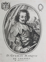 Load image into Gallery viewer, Balthasar Moncornet (publisher). Portrait of Diego Felipe de Guzman, Marqués de Leganes. Engraving. 1615-1668.
