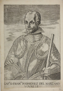 Alonso de Ovalle. Portrait of Capn. D. Francesco Rodriguez del Manzano Y Ovalle. Engraving. 1646.