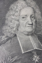 Load image into Gallery viewer, Jacques François Delyen, after. Portrait of René Aubert de Vertot. Engraving by Laurent Cars. 1726.
