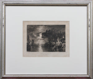 Joseph Mallord William Turner, after. Shields on the river Tyne. Engraved by Charles Turner. 1823.