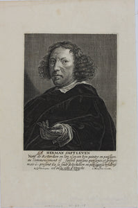 Herman Saftleven, after. Self-Portrait. Engraving by Conraad Waumans. 1649 (c).