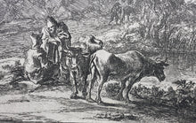 Load image into Gallery viewer, Jan Both. View of Tivoli with two cowherds in conversation. Etching. 1636-1652.
