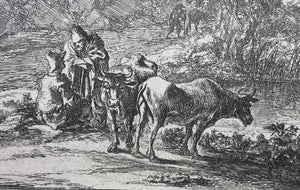 Jan Both. View of Tivoli with two cowherds in conversation. Etching. 1636-1652.