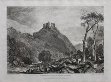 Load image into Gallery viewer, Joseph Mallord William Turner, after. Okehampton Castle on the River Okement. Engraved by Charles Turner. 1825.
