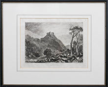 Load image into Gallery viewer, Joseph Mallord William Turner, after. Okehampton Castle on the River Okement. Engraved by Charles Turner. 1825.
