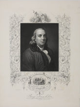 Load image into Gallery viewer, Joseph Siffred Duplessis, after. John Trumbull (vignette), after. Portrait of Benjamin Franklin. Engraving by W. Joseph Edwards. 1843-1864.

