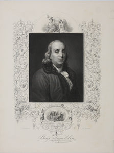 Joseph Siffred Duplessis, after. John Trumbull (vignette), after. Portrait of Benjamin Franklin. Engraving by W. Joseph Edwards. 1843-1864.