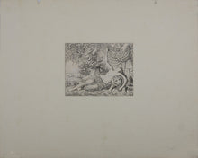 Load image into Gallery viewer, Maenad leaning on lion. Engraving. 18th to early 19th century.
