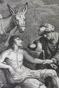 Moses Haughton, after. The Good Samaritan. Engraving by Robert Hancock. 1788.