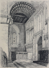 Load image into Gallery viewer, Robert Kent Thomas. View of St Cuthbert&#39;s screen in St Albans Abbey. Etching. 1876.
