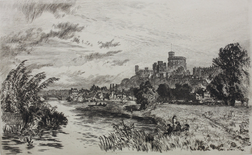 Alfred Dawson. View of Windsor Castle. Etching. 1885.