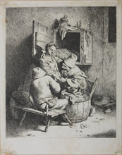 Load image into Gallery viewer, Cornelis Bega. A young hostess with two men. Etching. 1620-1664.
