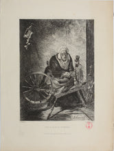 Load image into Gallery viewer, Victor Hamel, after. Old Spinner, Normandy. Engraving by Auguste Delâtre. 1868.
