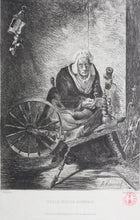 Load image into Gallery viewer, Victor Hamel, after. Old Spinner, Normandy. Engraving by Auguste Delâtre. 1868.
