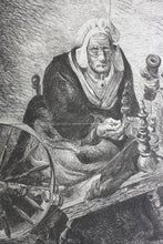 Load image into Gallery viewer, Victor Hamel, after. Old Spinner, Normandy. Engraving by Auguste Delâtre. 1868.
