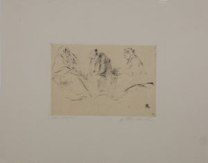 Friedrich August von Kaulbach. Old Women. Etching. Late 19th to early 20th century.