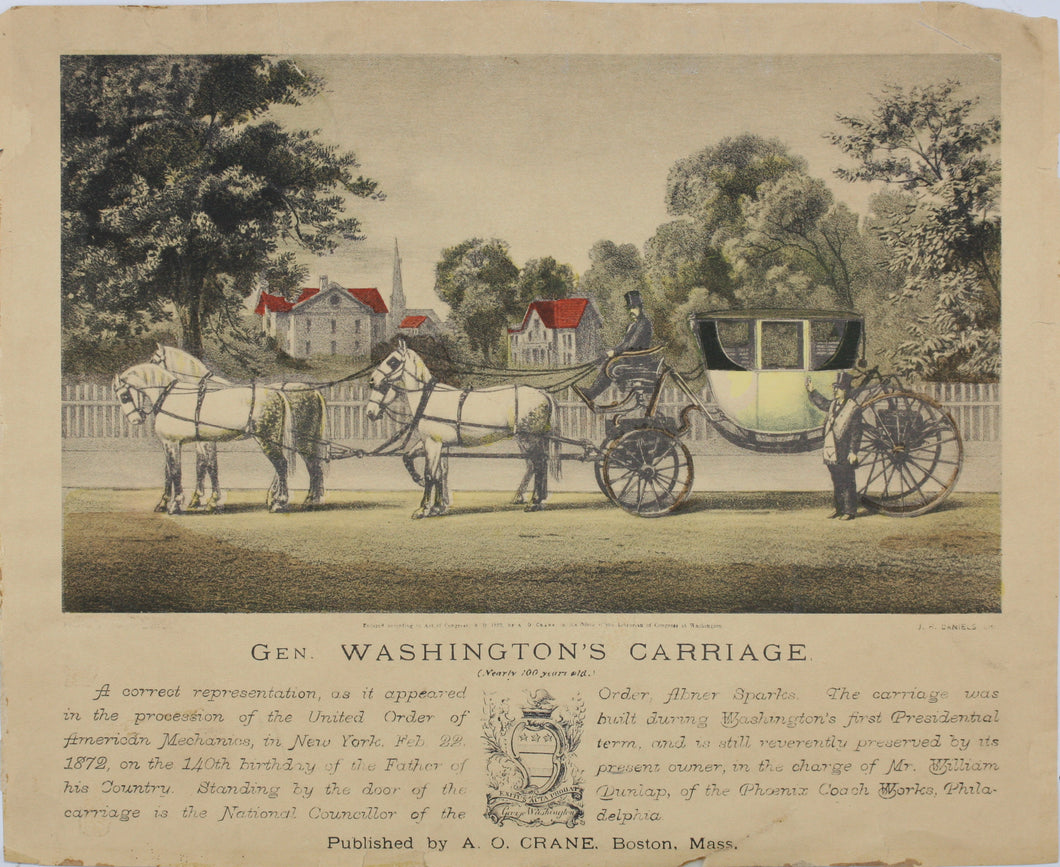 John H. Daniels. Gen. Washington's Carriage. Lithography. 1872.