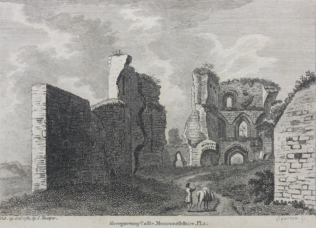 Samuel Sparrow. Abergavenny Castle, Monmouthshire, plate I. Engraving. 1784.