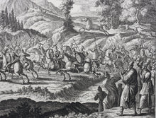 Load image into Gallery viewer, Johann Melchior Füssli, after. Men Battling on Horses. Engraving by Johann Georg Pintz. 1735.
