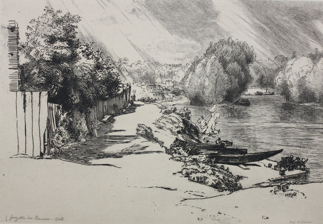 Félix-Henri Bracquemond. La Seine au bas Meudon. Etching. 1868.