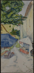 Hans Hanke (attributed to). A pair of street views. Région Loire-Atlantique. Saint-André-des-Eaux and Casson. Watercolors. 1939.
