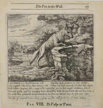 Load image into Gallery viewer, Francis Barlow. VIII. The Fox in the Well. From Aesop&#39;s Fables. Etching. 1666.
