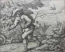 Load image into Gallery viewer, Francis Barlow. XVIII. The Swallow and other Birds. From Aesop&#39;s Fables. Etching. 1666.
