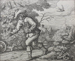 Francis Barlow. XVIII. The Swallow and other Birds. From Aesop's Fables. Etching. 1666.