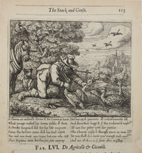 Load image into Gallery viewer, Francis Barlow. LVI. The Stork and Geese. From Aesop&#39;s Fables. Etching. 1666.
