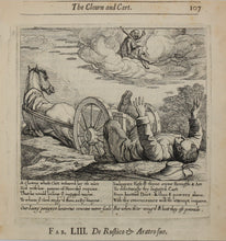 Load image into Gallery viewer, Francis Barlow. LIII. The Clown and Cart. From Aesop&#39;s Fables. Etching. 1666.
