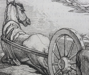 Francis Barlow. LIII. The Clown and Cart. From Aesop's Fables. Etching. 1666.