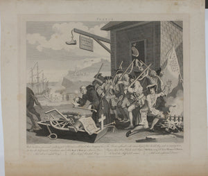 William Hogarth, after. The Invasion, or France and England. Set of two engravings by T. Cook. 1798.